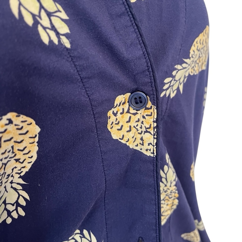 Uniqlo pineapple navy blue button down short sleeve shirt M - Picture 9 of 14